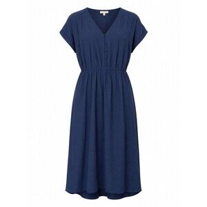 Studio B by Bobeau 1X Navy Blue Midi Dress‎ V Neck Elastic Waist Plus Size